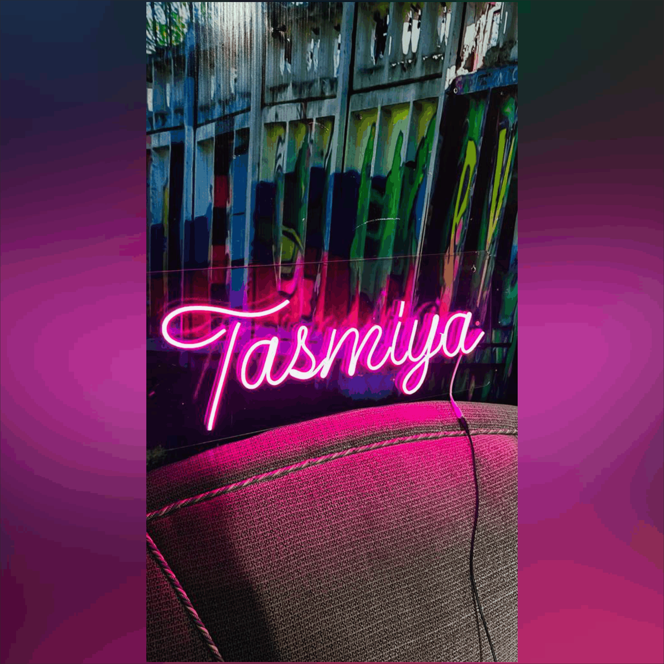 Name sign in pink neon