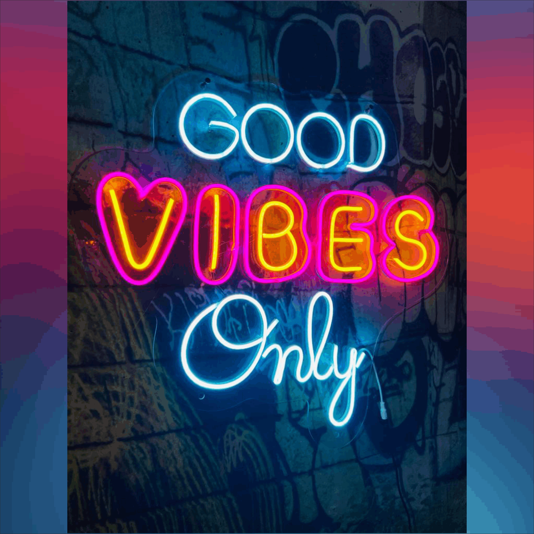 neon sign good vibes