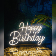 Happy birthday sign neon light