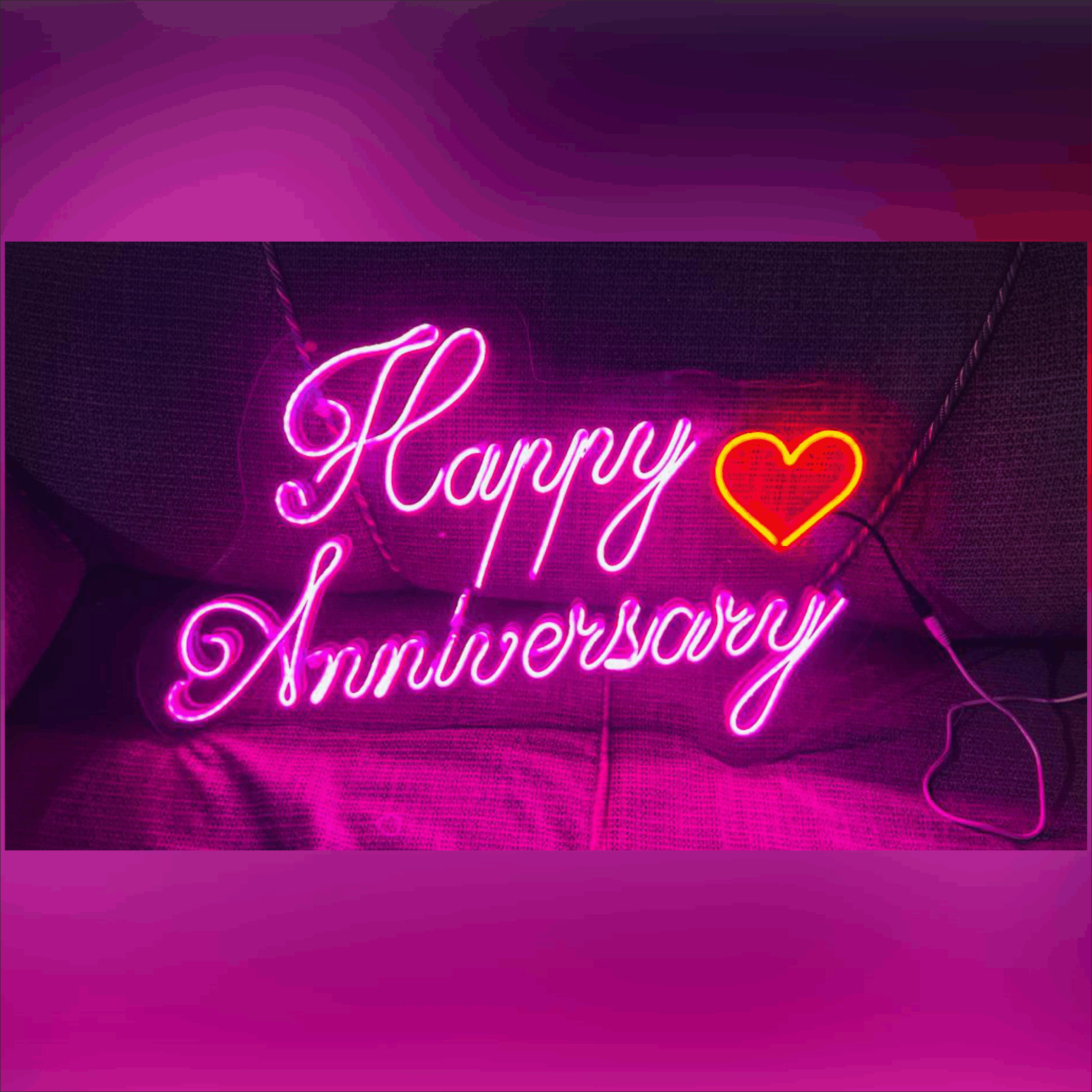 Happy Anniversary neon sign with heart