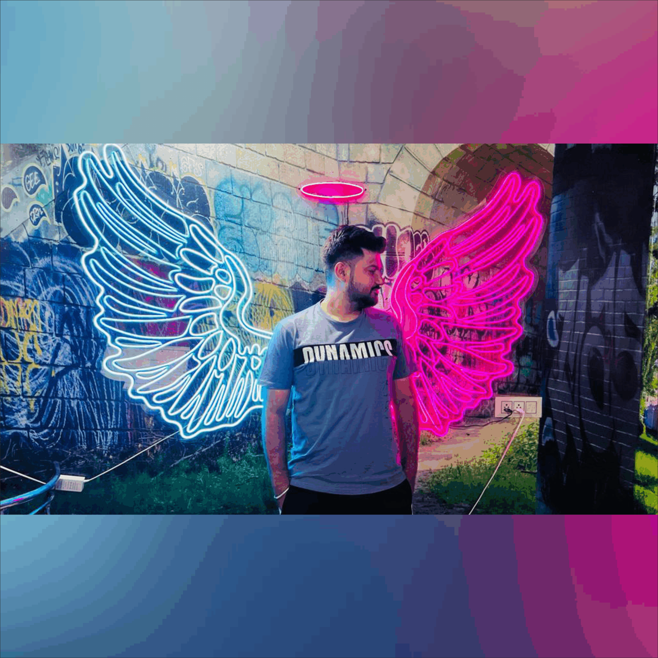 double colored wings neon sign