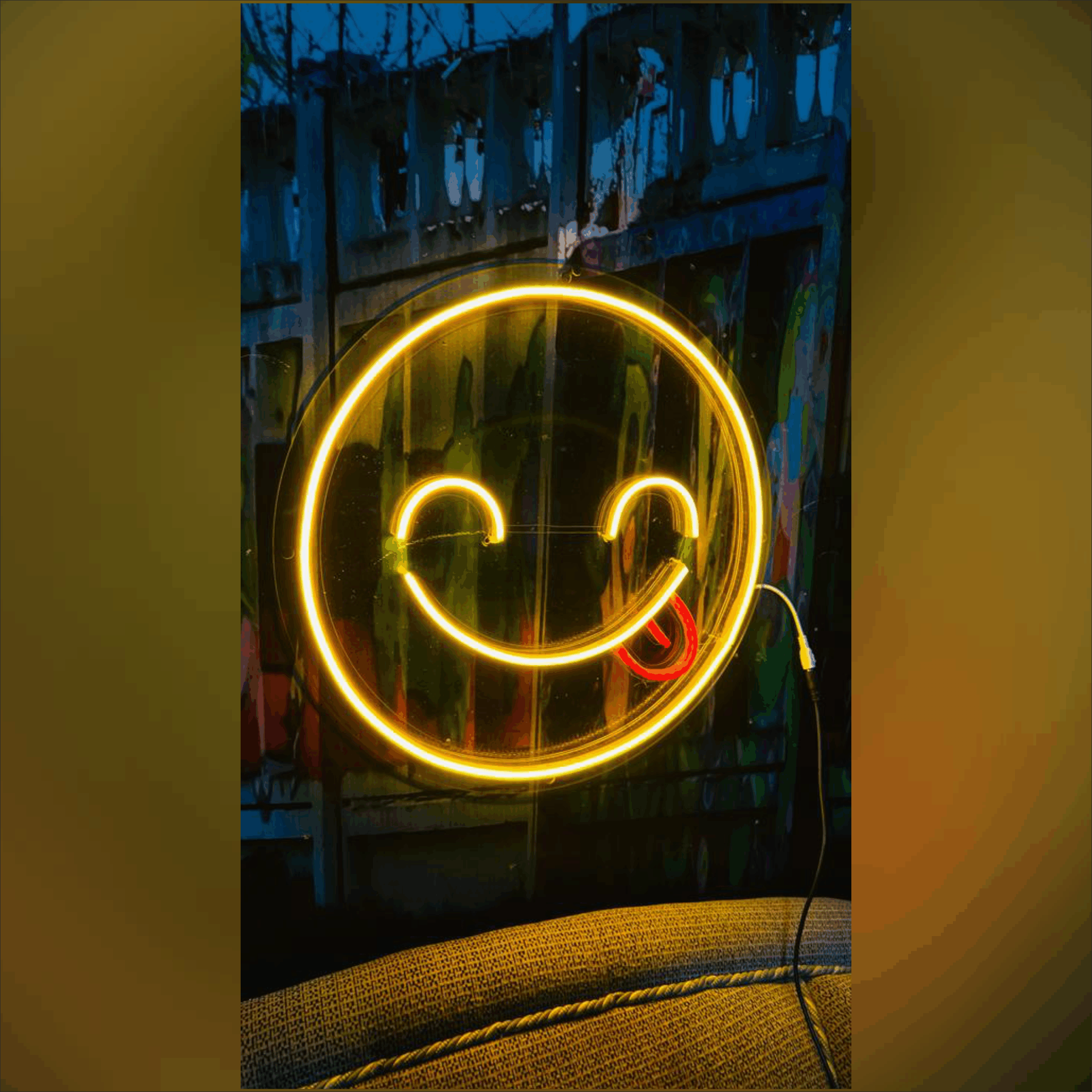 Smile emoji neon sign