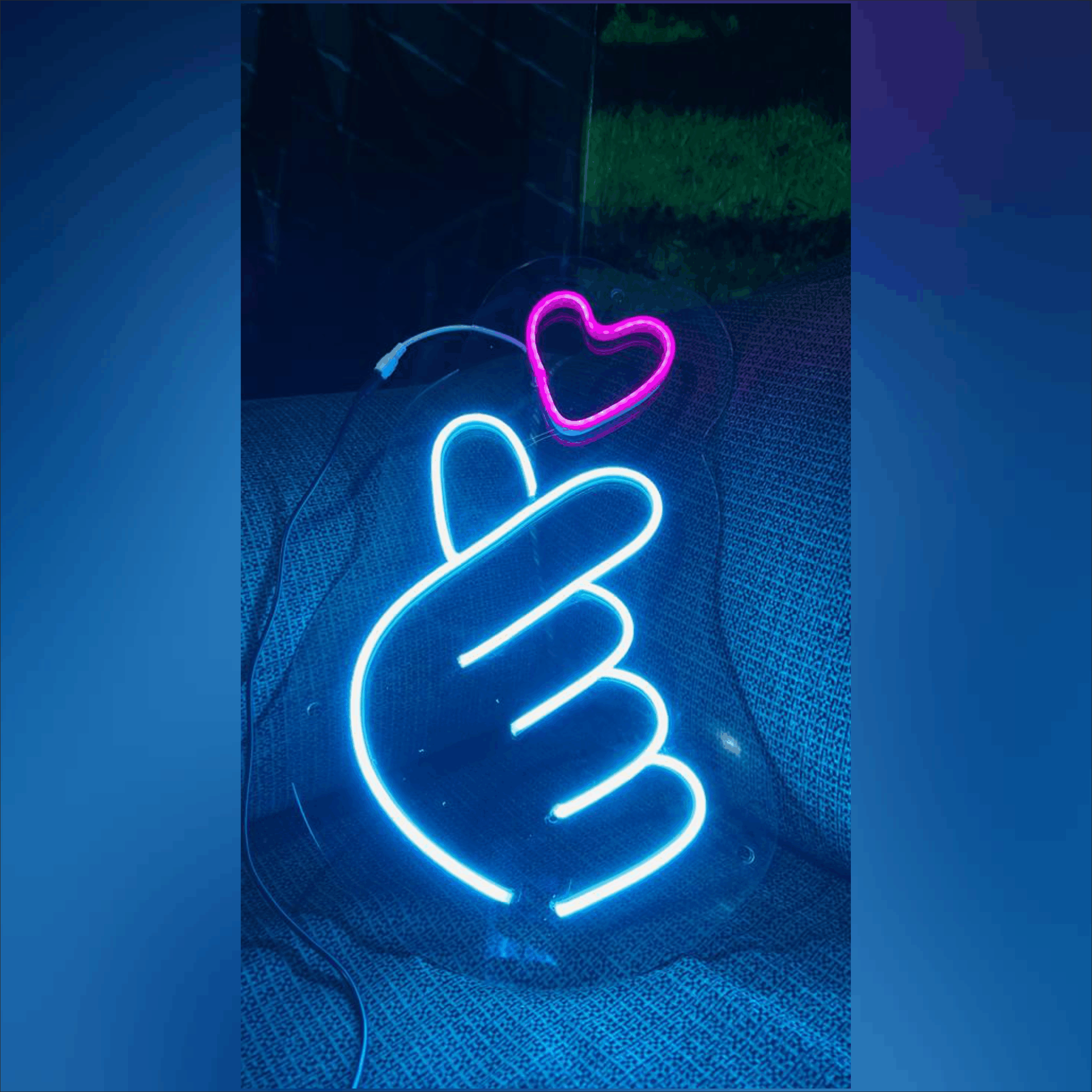 Neon light cartoon sign